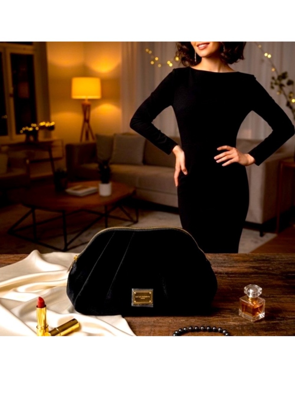 Dolce & Gabbana Black Velvet Pouch